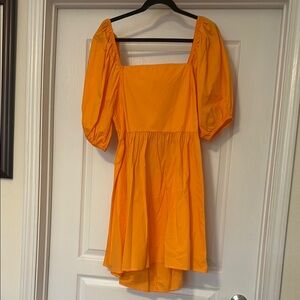 Orange Puff Sleeve Dress